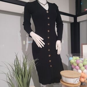 Elegant Black Button-Up Dress